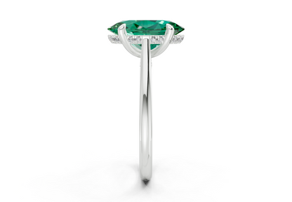 Piper Emerald Gemstone Solitaire Oval Cut 1.8mm Engagement Ring