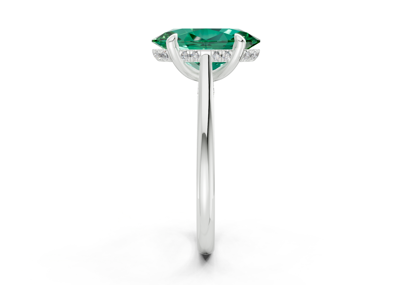 Piper Emerald Gemstone Solitaire Oval Cut 2mm Engagement Ring