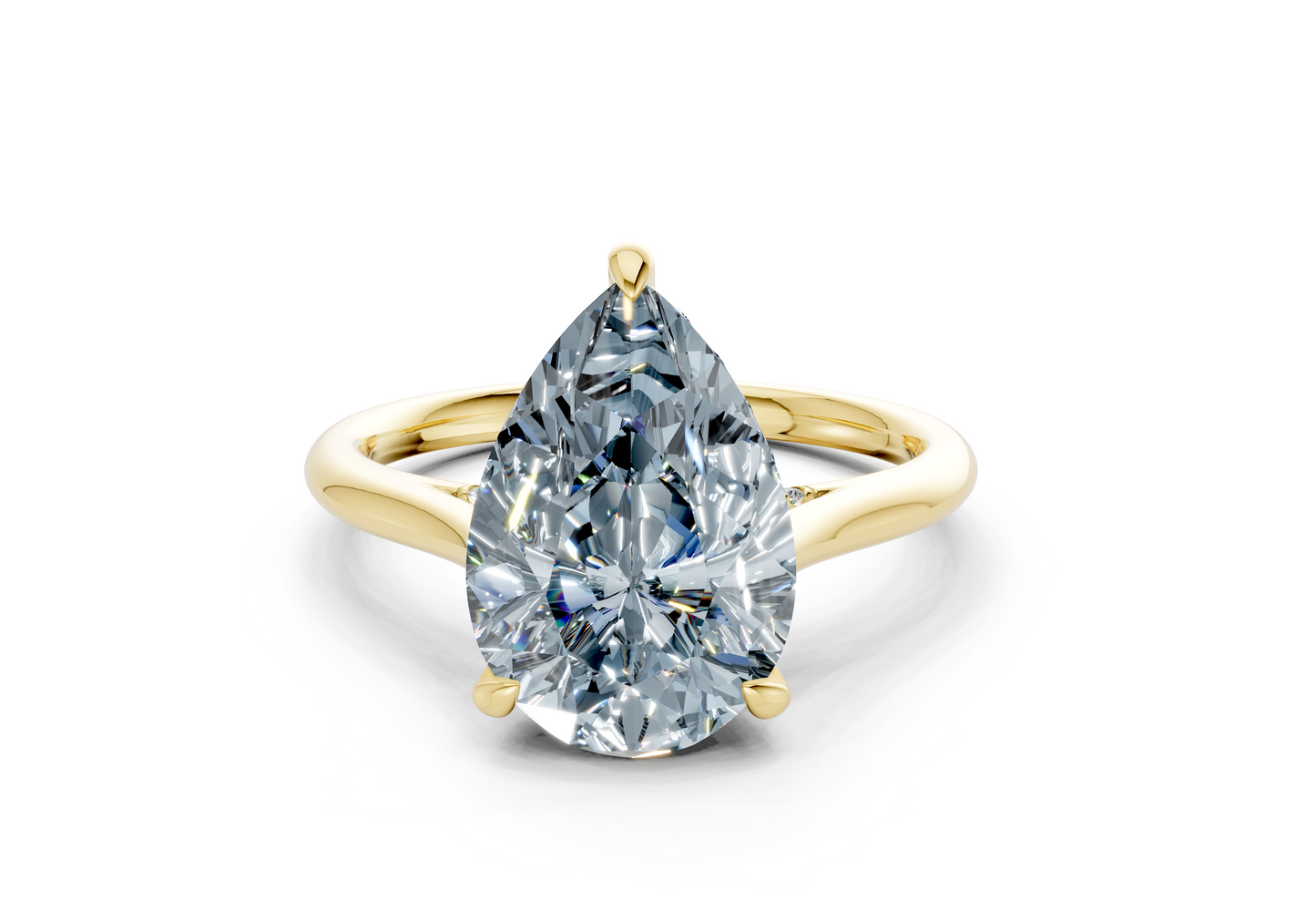 Piper Blue Diamond Solitaire Pear Cut 2mm Engagement Ring