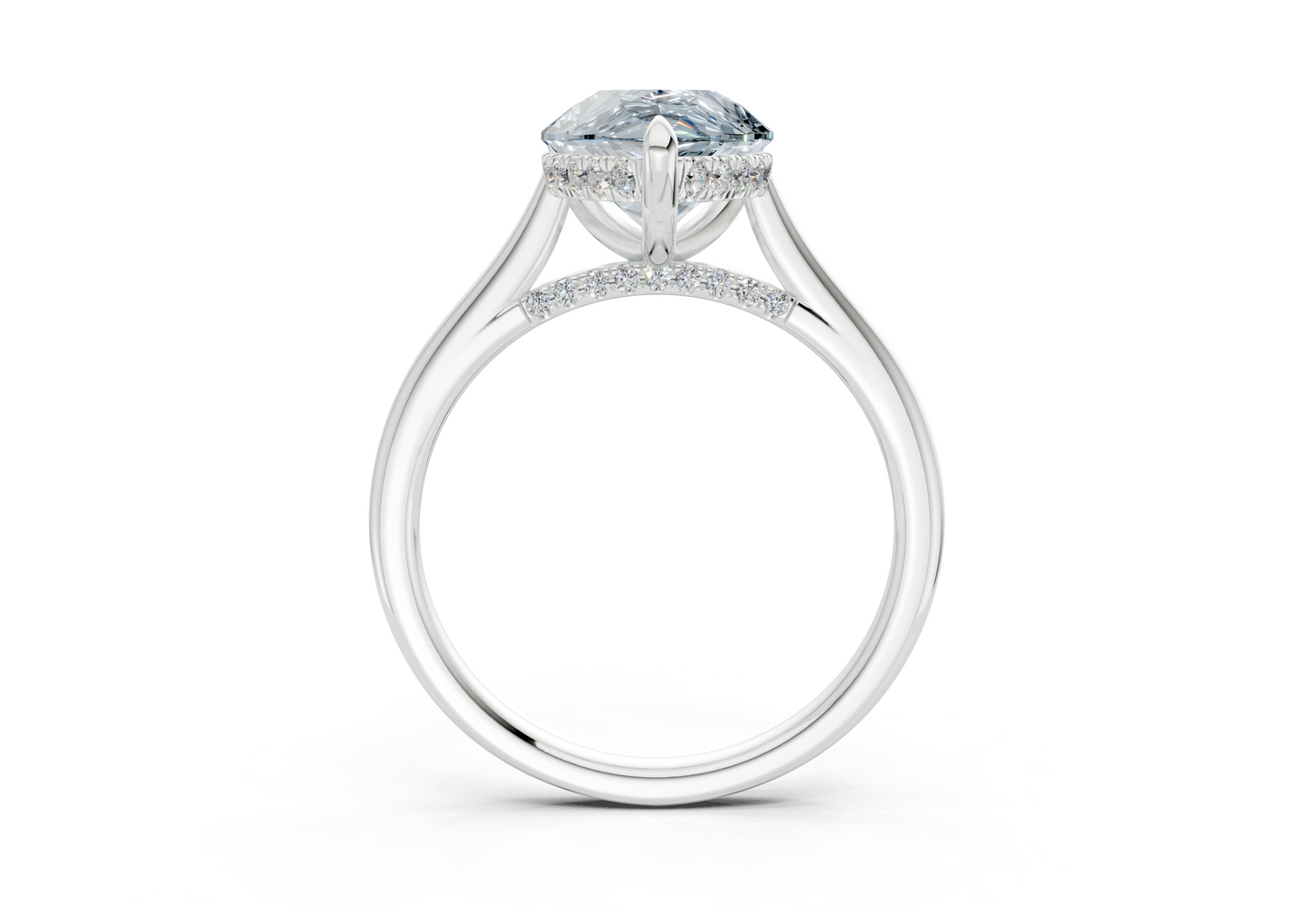 Piper Blue Diamond Solitaire Pear Cut 2mm Engagement Ring