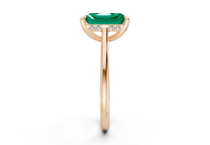 Piper Emerald Gemstone Solitaire Radiant Cut 2mm Engagement Ring