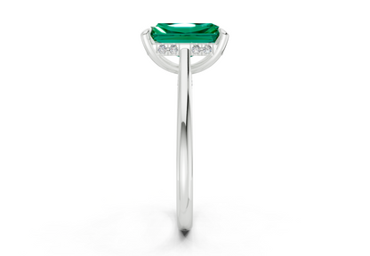 Piper Emerald Gemstone Solitaire Radiant Cut 2mm Engagement Ring