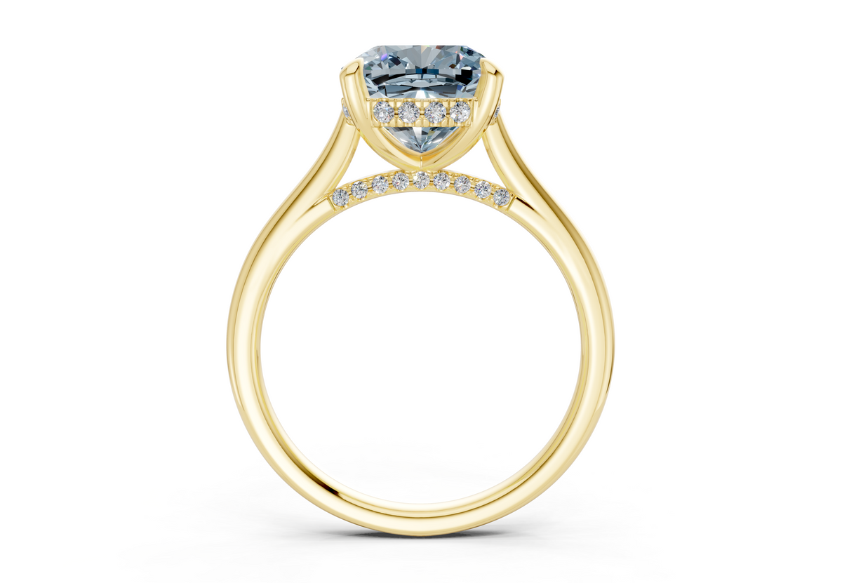 Piper Blue Diamond Solitaire Cushion Squareuare Cut 1.8mm Engagement Ring