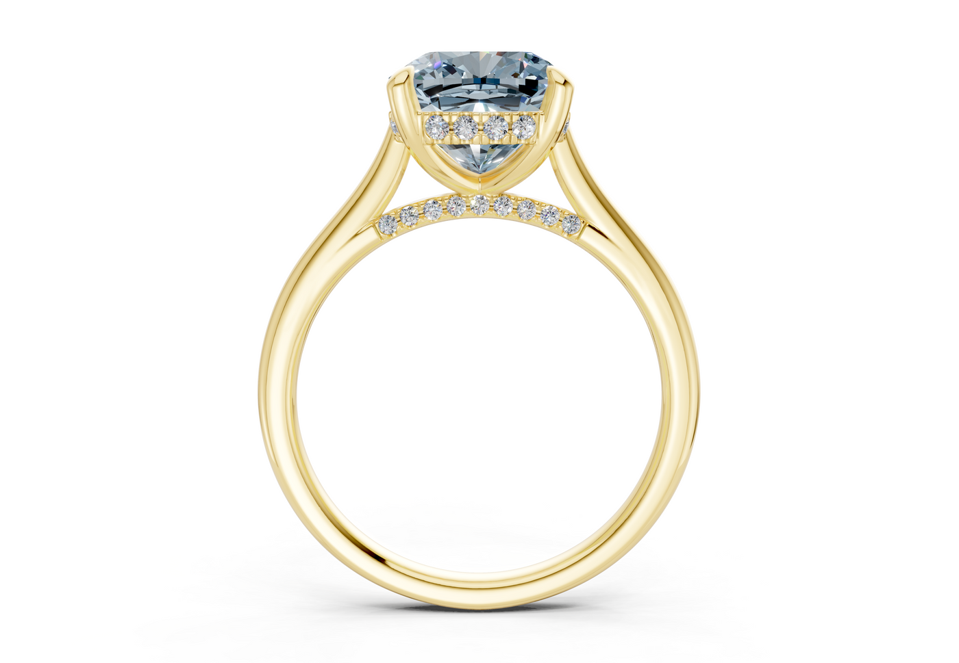 Piper Blue Diamond Solitaire Cushion Squareuare Cut 2.3mm Engagement Ring