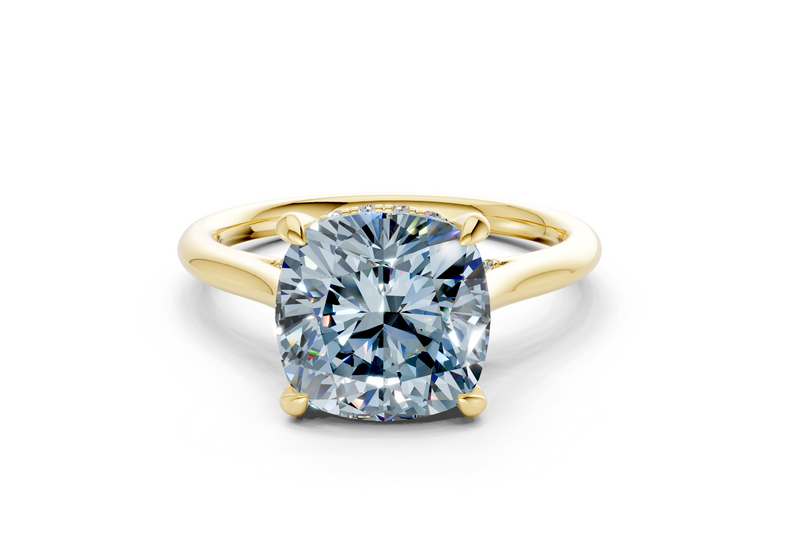 Piper Blue Diamond Solitaire Cushion Squareuare Cut 2mm Engagement Ring