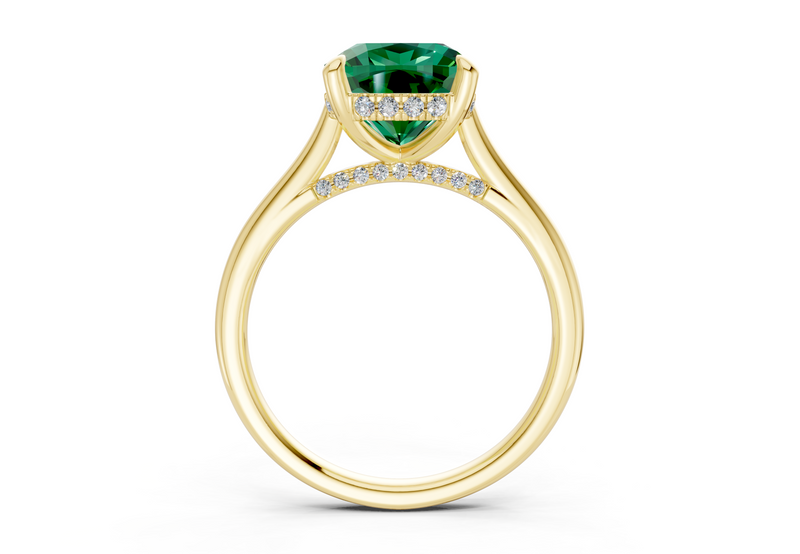 Piper Emerald Gemstone Solitaire Cushion Squareuare Cut 1.8mm Engagement Ring