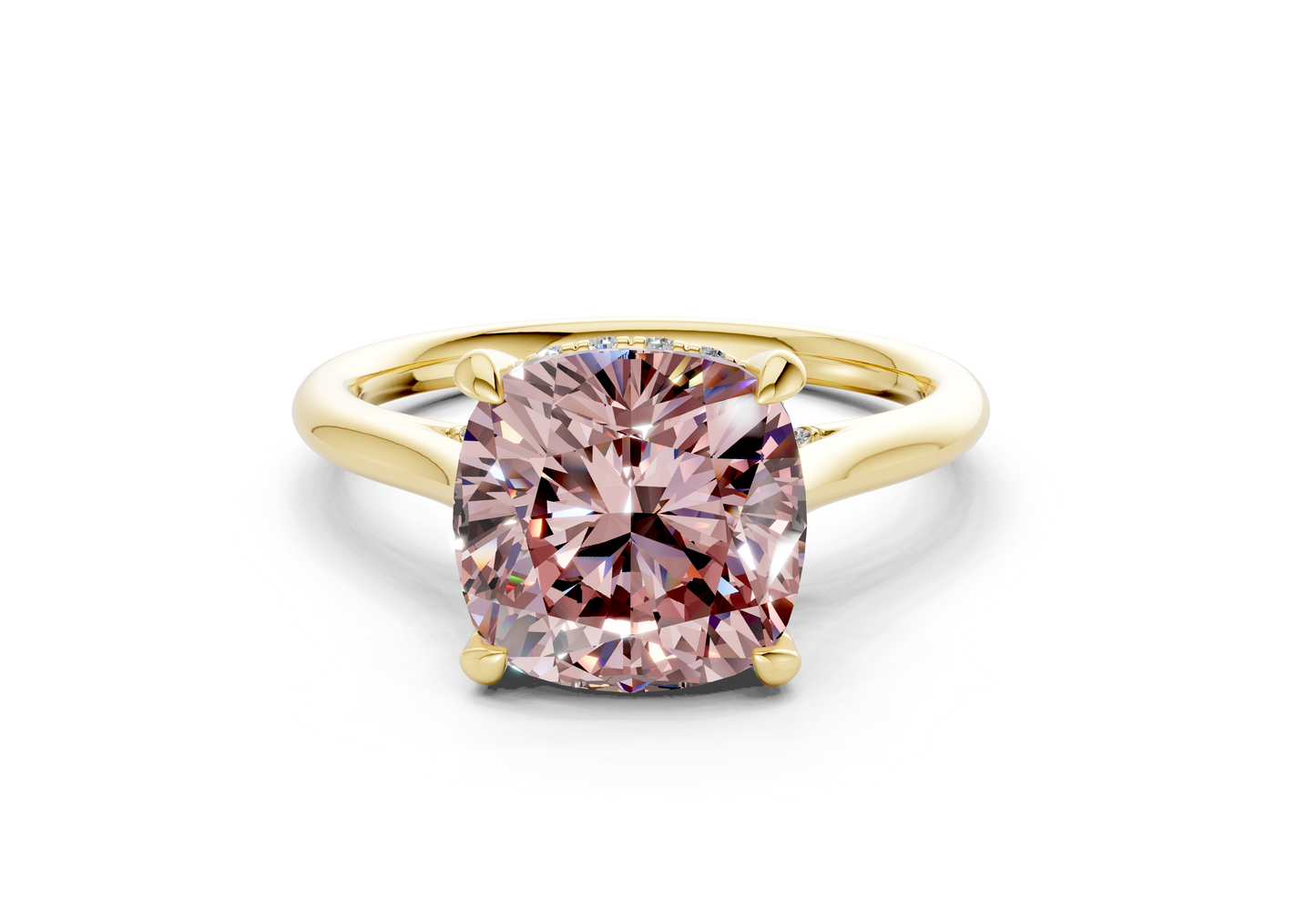 Piper Pink Diamond Solitaire Cushion Squareuare Cut 1.8mm Engagement Ring