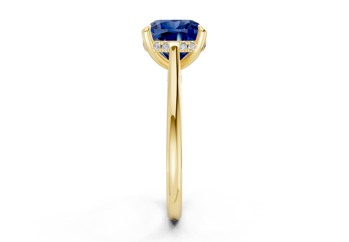 Piper Sapphire Gemstone Solitaire Cushion Squareuare Cut 1.8mm Engagement Ring