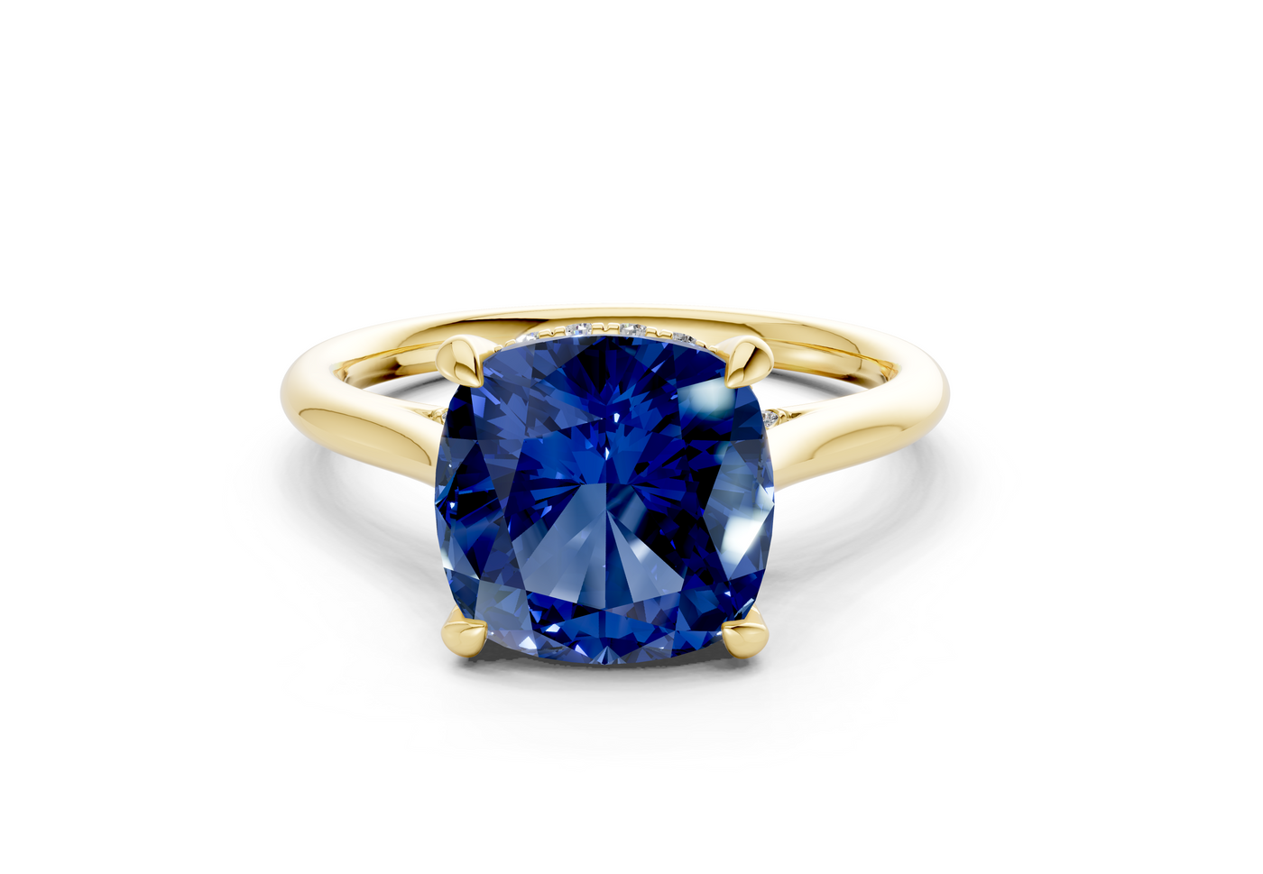Piper Sapphire Gemstone Solitaire Cushion Squareuare Cut 1.8mm Engagement Ring