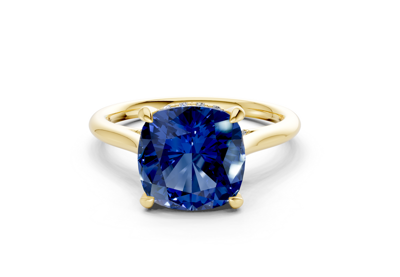 Piper Sapphire Gemstone Solitaire Cushion Squareuare Cut 1.8mm Engagement Ring