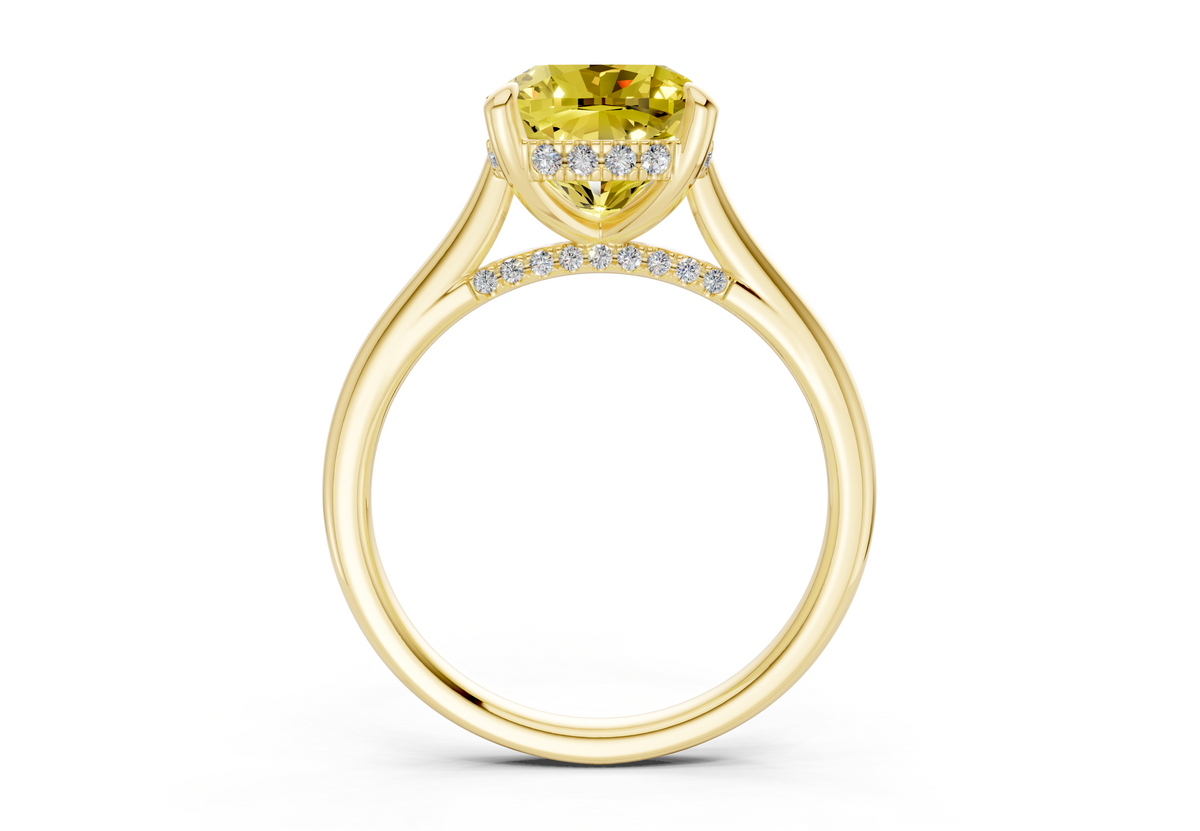 Piper Yellow Diamond Solitaire Cushion Squareuare Cut 2.3mm Engagement Ring