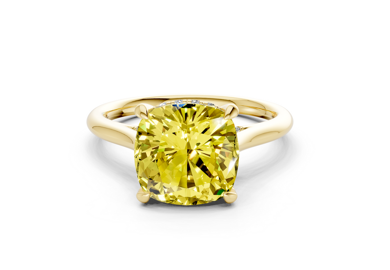 Piper Yellow Diamond Solitaire Cushion Squareuare Cut 2.3mm Engagement Ring