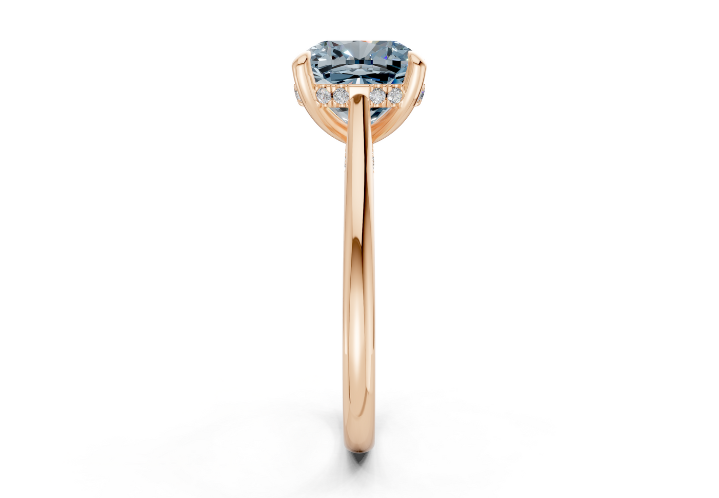 Piper Blue Diamond Solitaire Cushion Squareuare Cut 1.8mm Engagement Ring