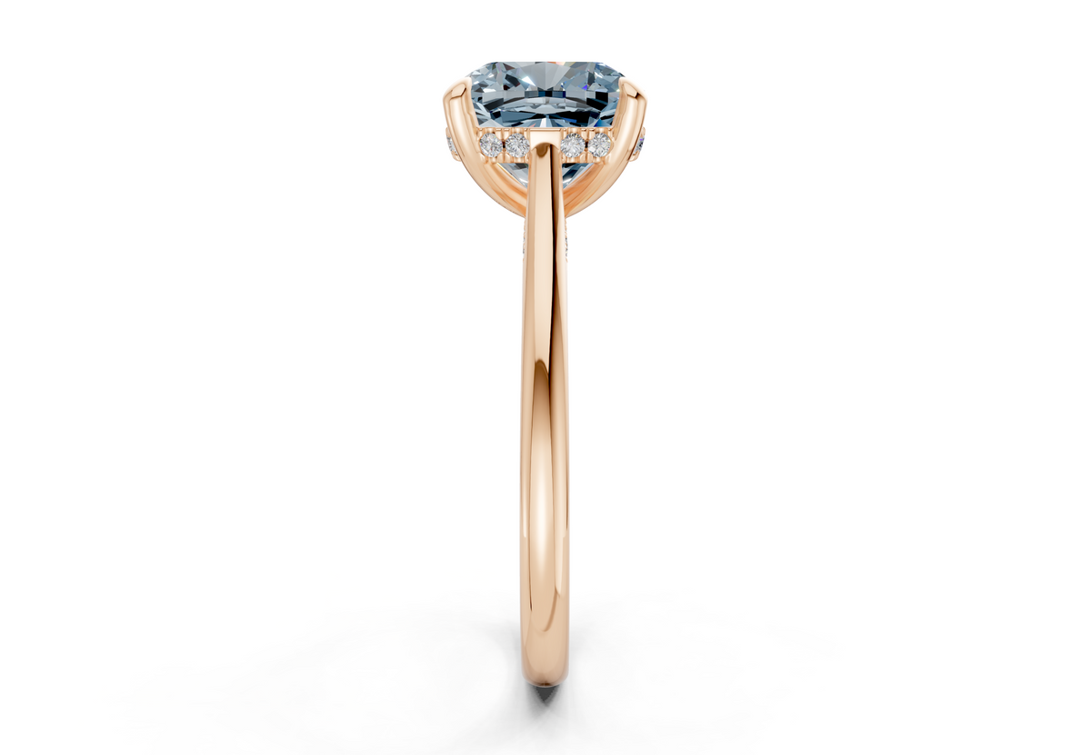 Piper Blue Diamond Solitaire Cushion Squareuare Cut 2.3mm Engagement Ring