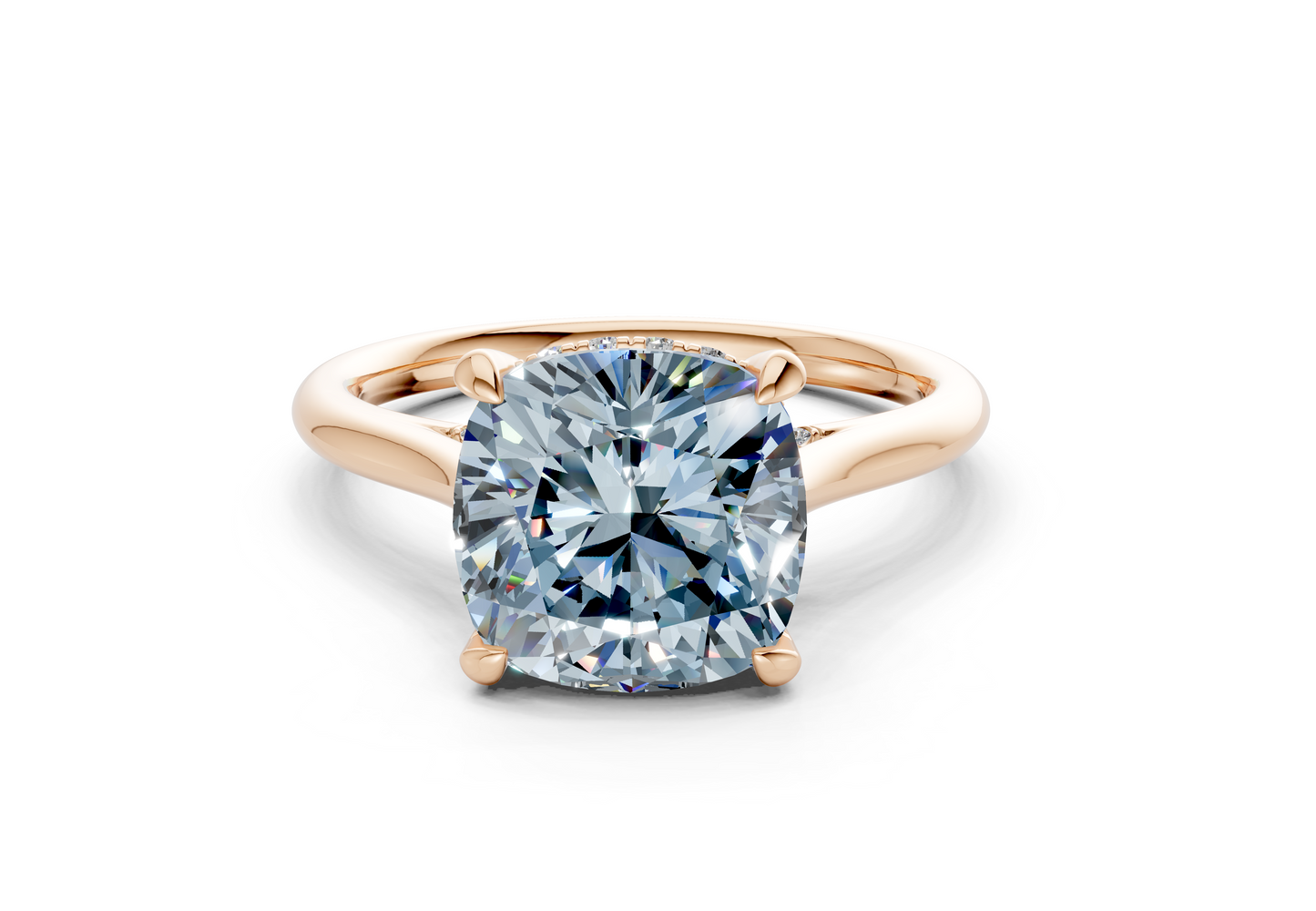 Piper Blue Diamond Solitaire Cushion Squareuare Cut 1.8mm Engagement Ring