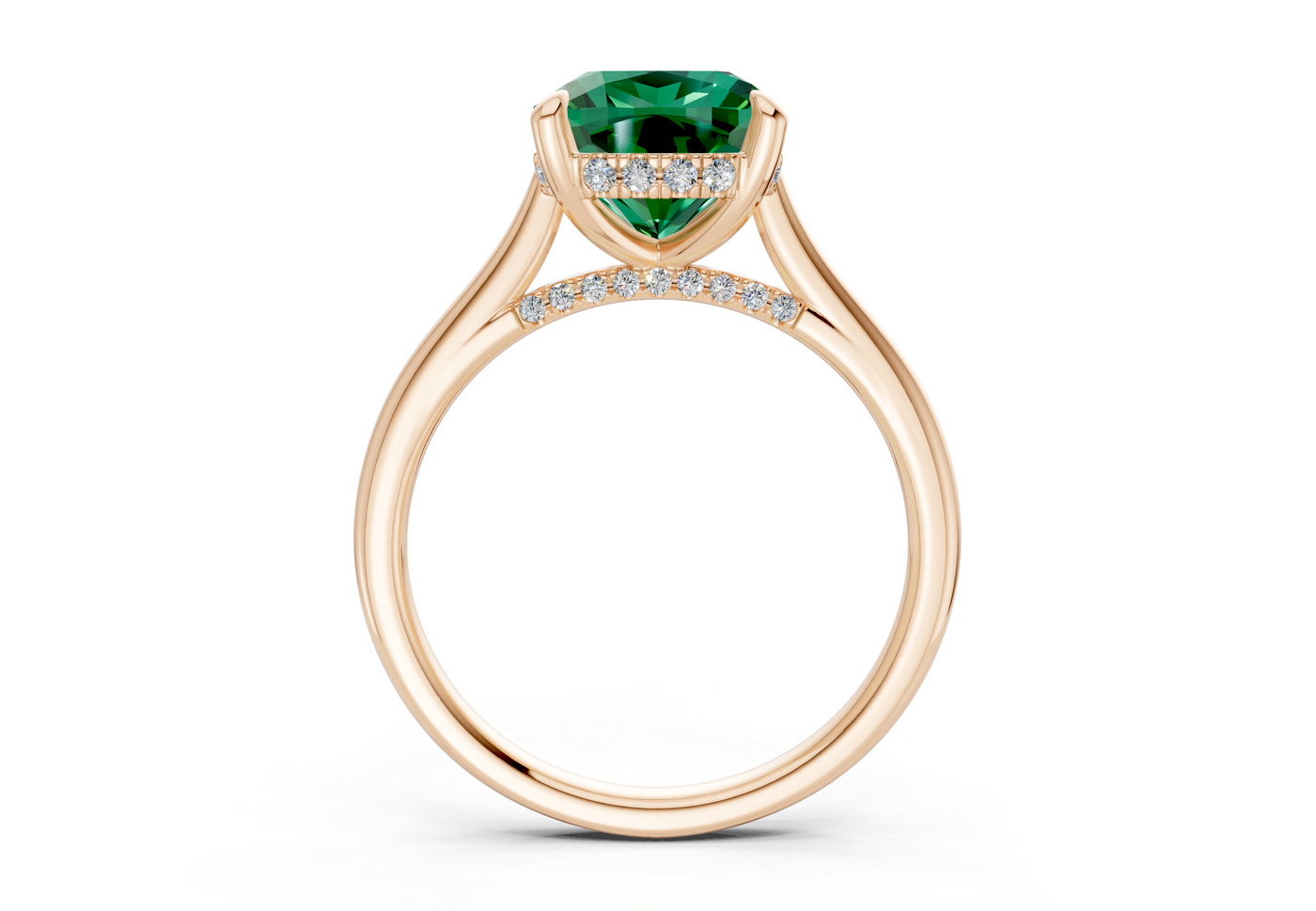 Piper Emerald Gemstone Solitaire Cushion Squareuare Cut 1.8mm Engagement Ring