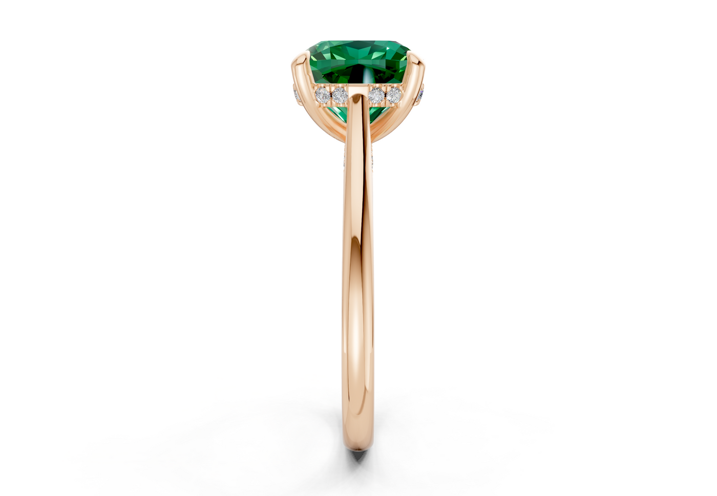 Piper Emerald Gemstone Solitaire Cushion Squareuare Cut 1.8mm Engagement Ring