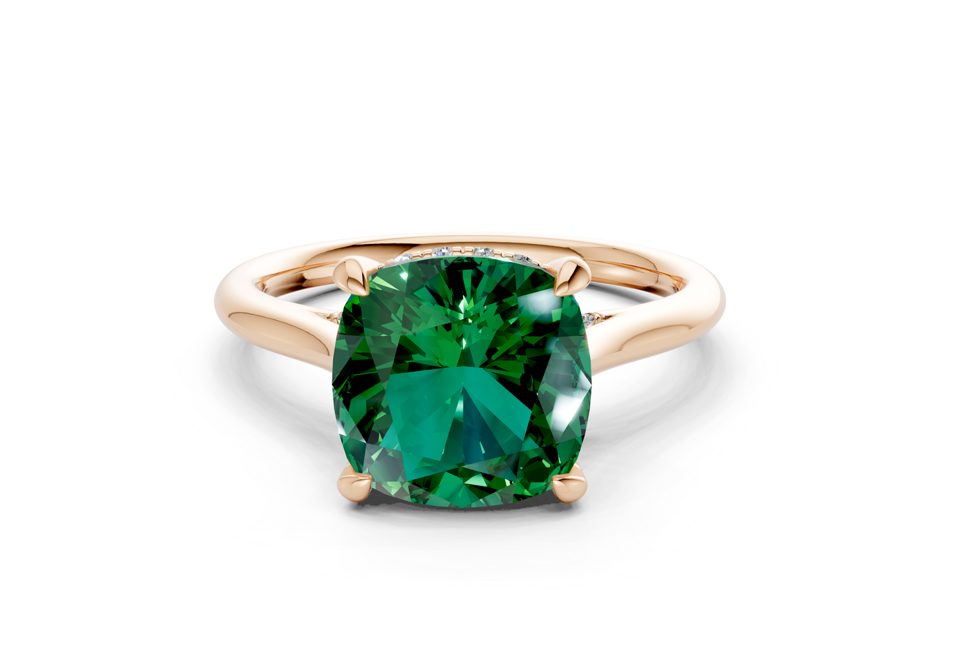 Piper Emerald Gemstone Solitaire Cushion Squareuare Cut 2mm Engagement Ring