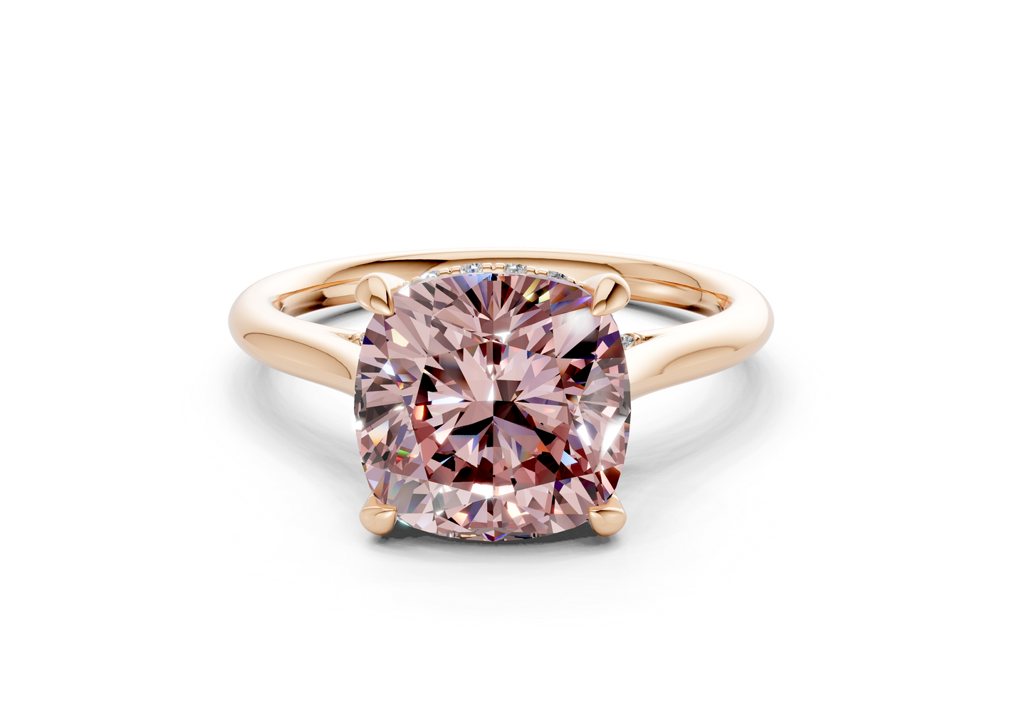 Piper Pink Diamond Solitaire Cushion Squareuare Cut 1.8mm Engagement Ring