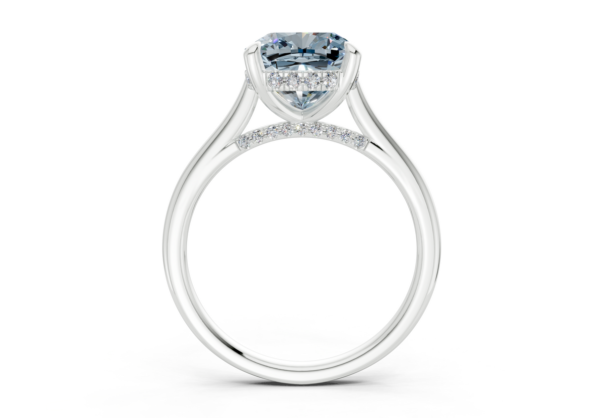 Piper Blue Diamond Solitaire Cushion Squareuare Cut 1.8mm Engagement Ring