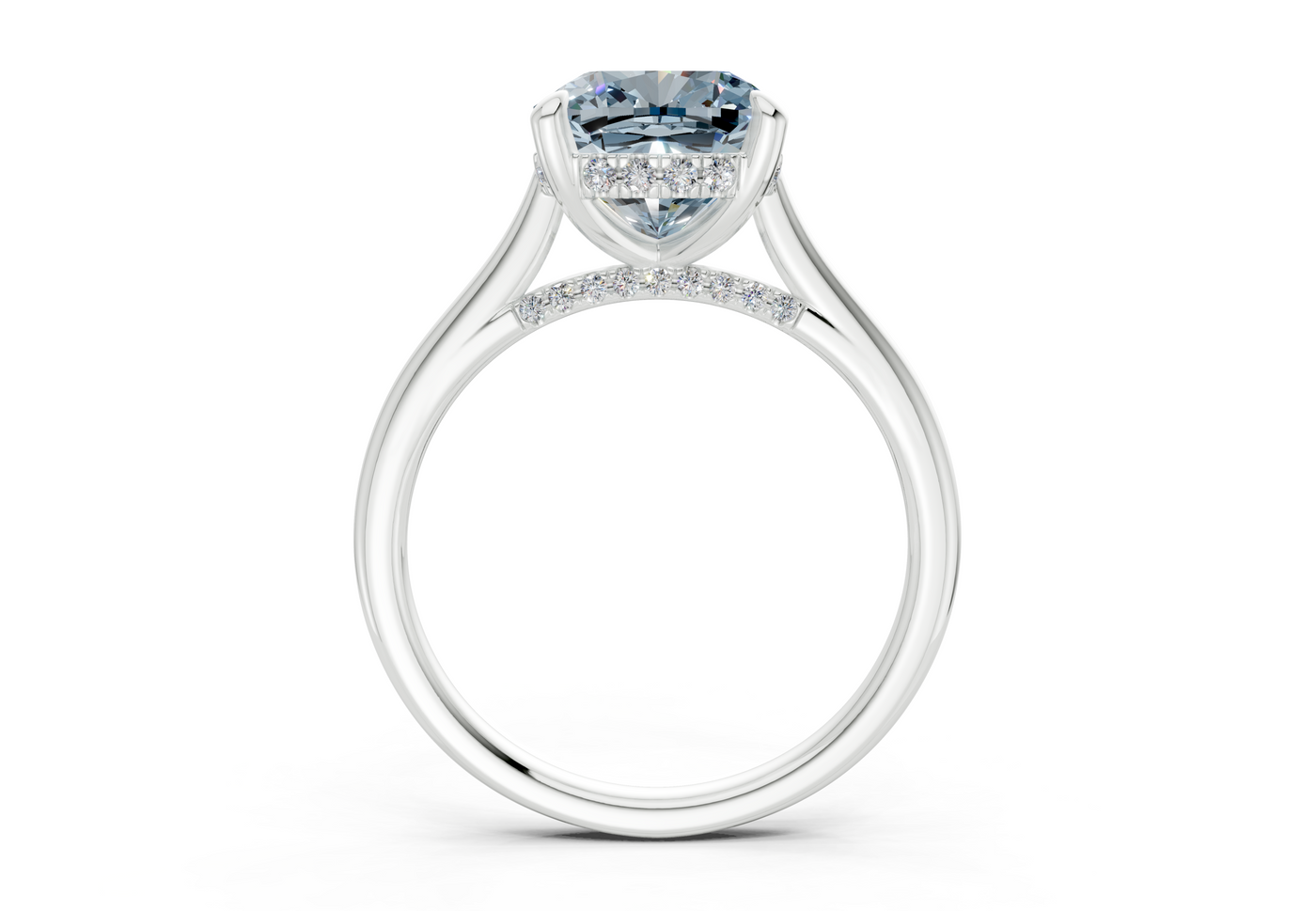 Piper Blue Diamond Solitaire Cushion Squareuare Cut 2.3mm Engagement Ring