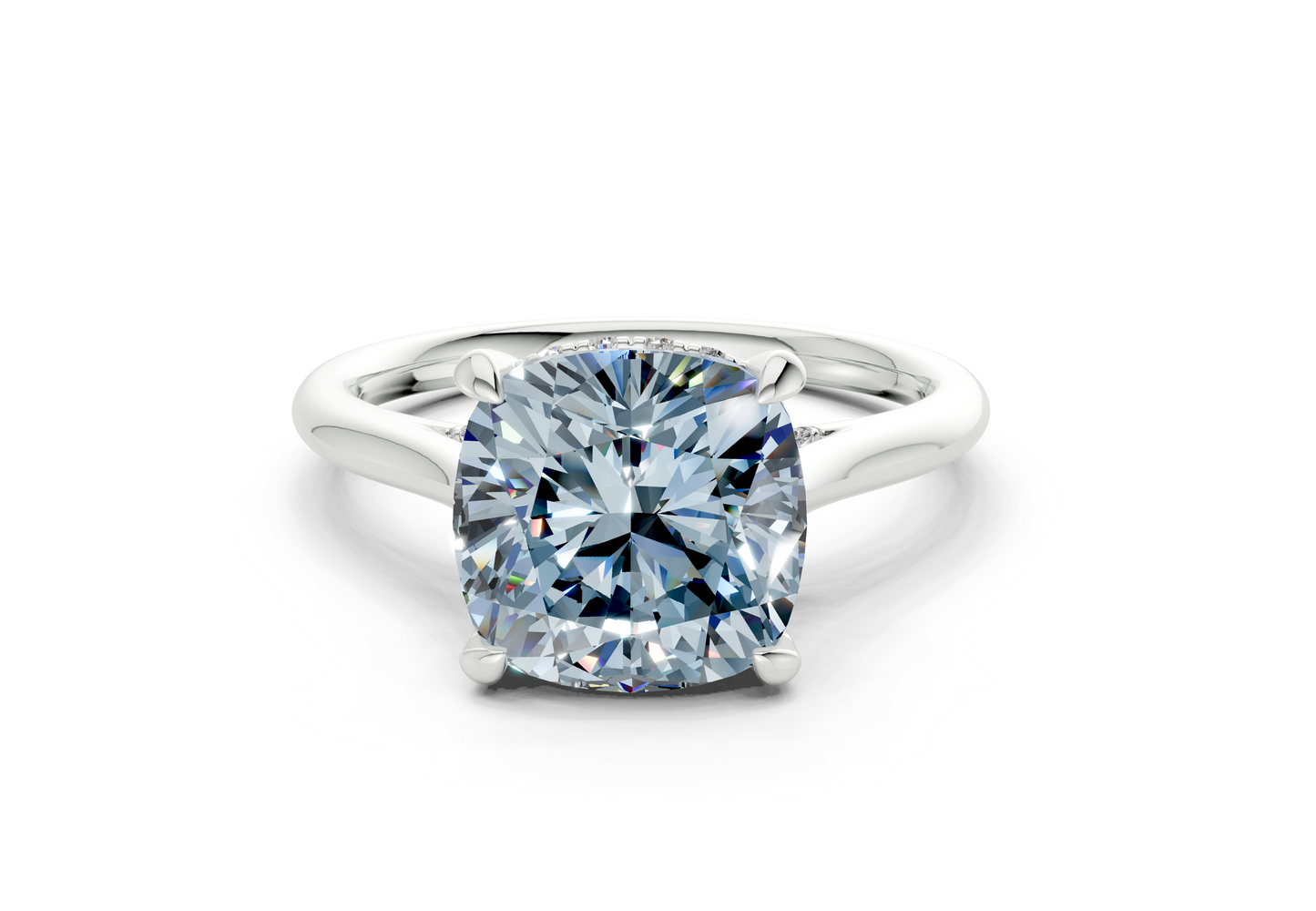 Piper Blue Diamond Solitaire Cushion Squareuare Cut 1.8mm Engagement Ring