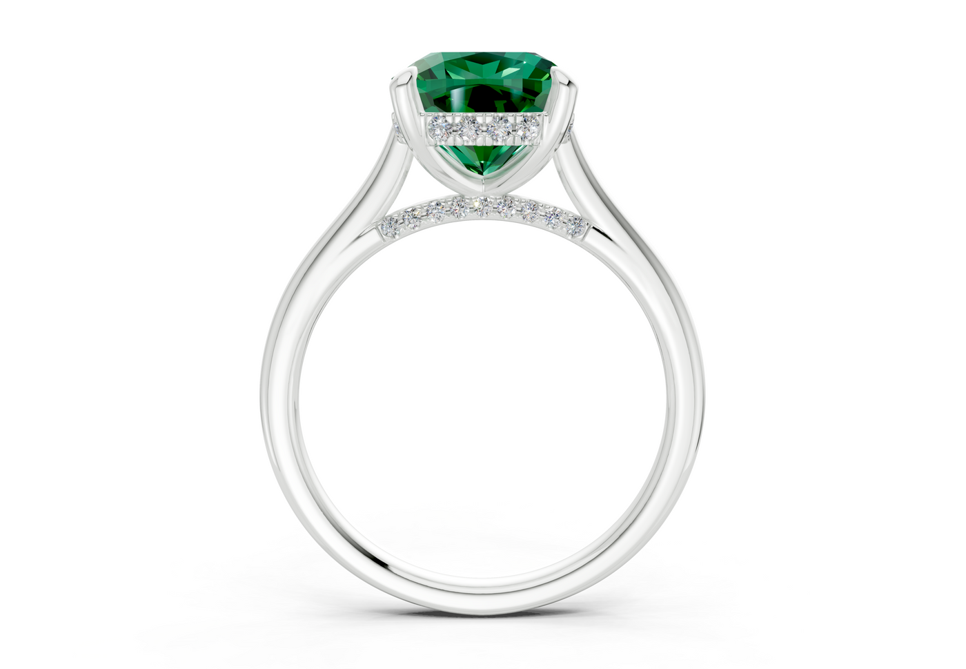 Piper Emerald Gemstone Solitaire Cushion Squareuare Cut 1.8mm Engagement Ring