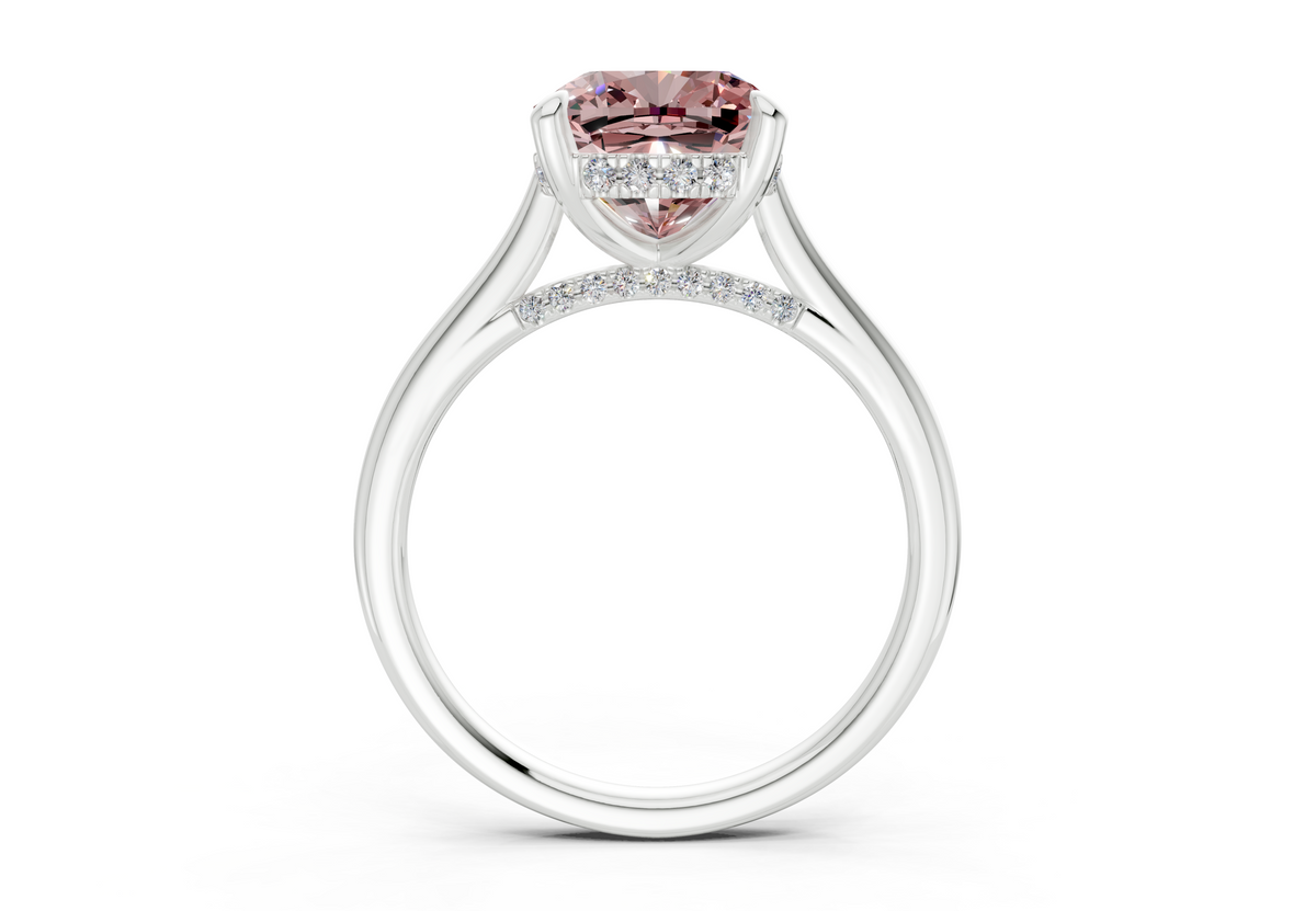 Piper Pink Diamond Solitaire Cushion Squareuare Cut 1.8mm Engagement Ring
