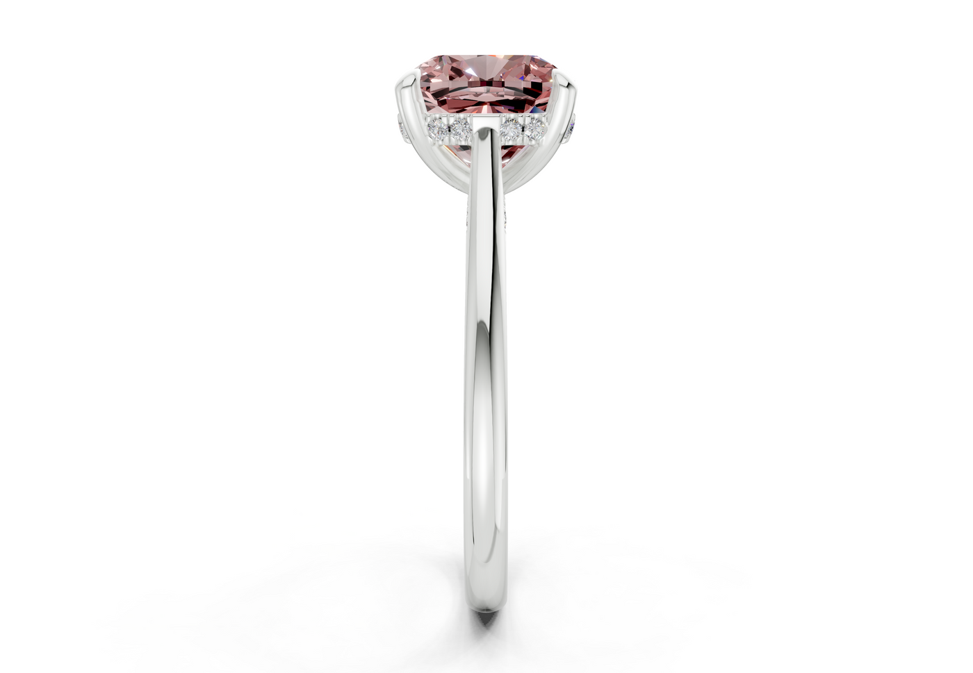 Piper Pink Diamond Solitaire Cushion Squareuare Cut 1.8mm Engagement Ring