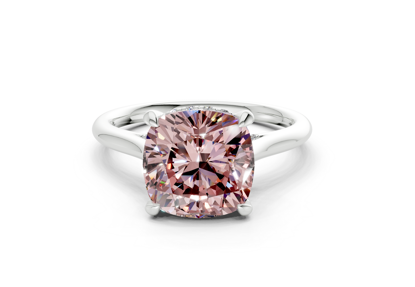 Piper Pink Diamond Solitaire Cushion Squareuare Cut 1.8mm Engagement Ring
