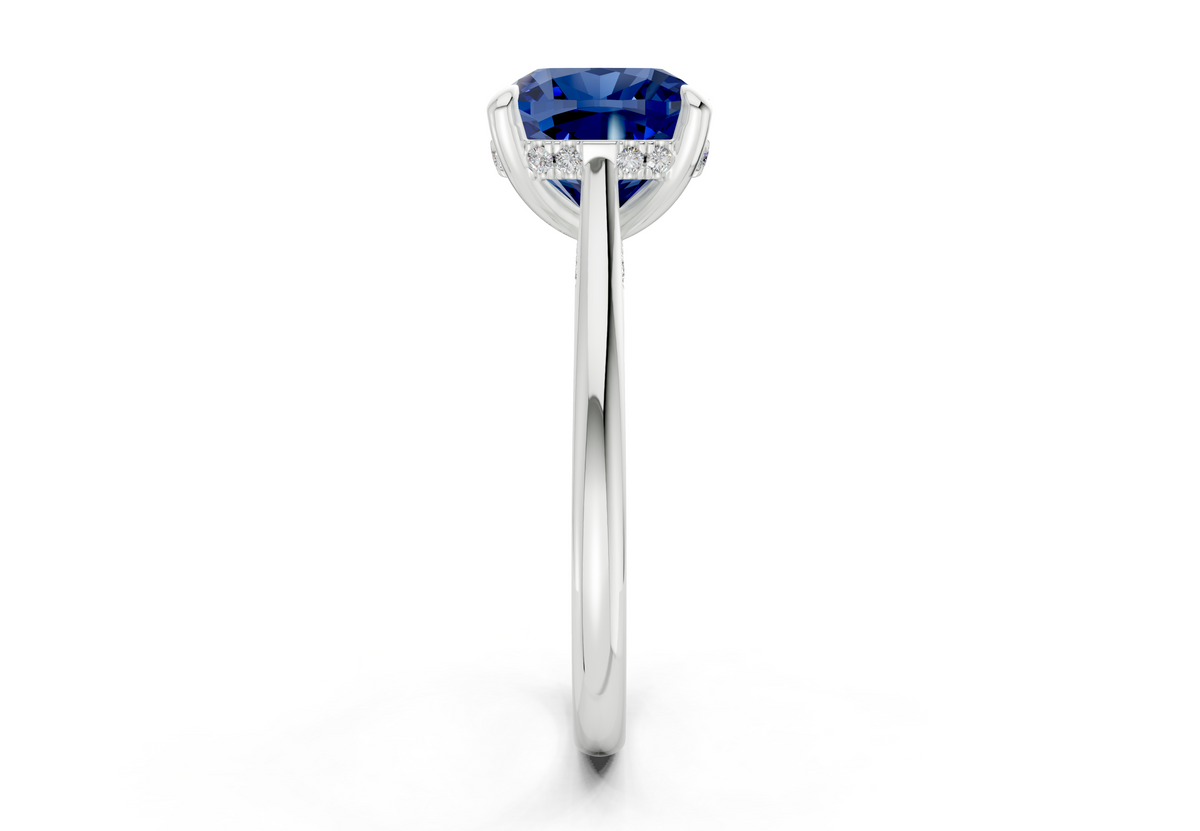 Piper Sapphire Gemstone Solitaire Cushion Squareuare Cut 1.8mm Engagement Ring