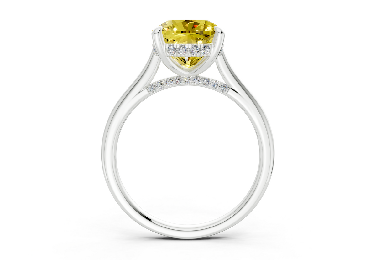 Piper Yellow Diamond Solitaire Cushion Squareuare Cut 2.3mm Engagement Ring