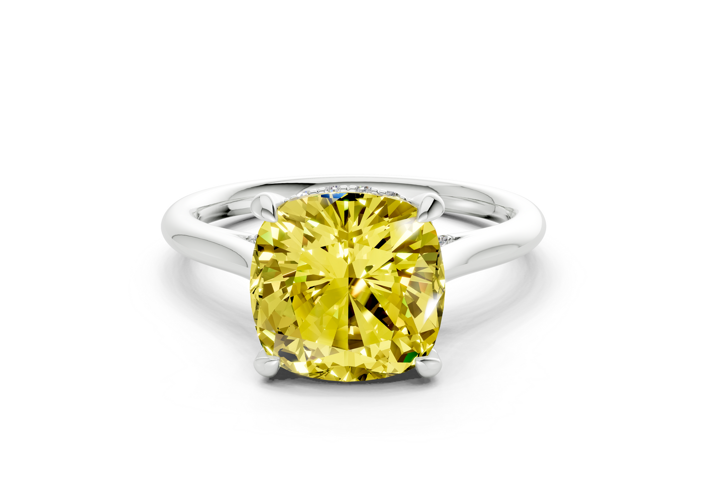 Piper Yellow Diamond Solitaire Cushion Squareuare Cut 1.8mm Engagement Ring