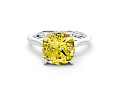 Piper Yellow Diamond Solitaire Cushion Squareuare Cut 1.8mm Engagement Ring
