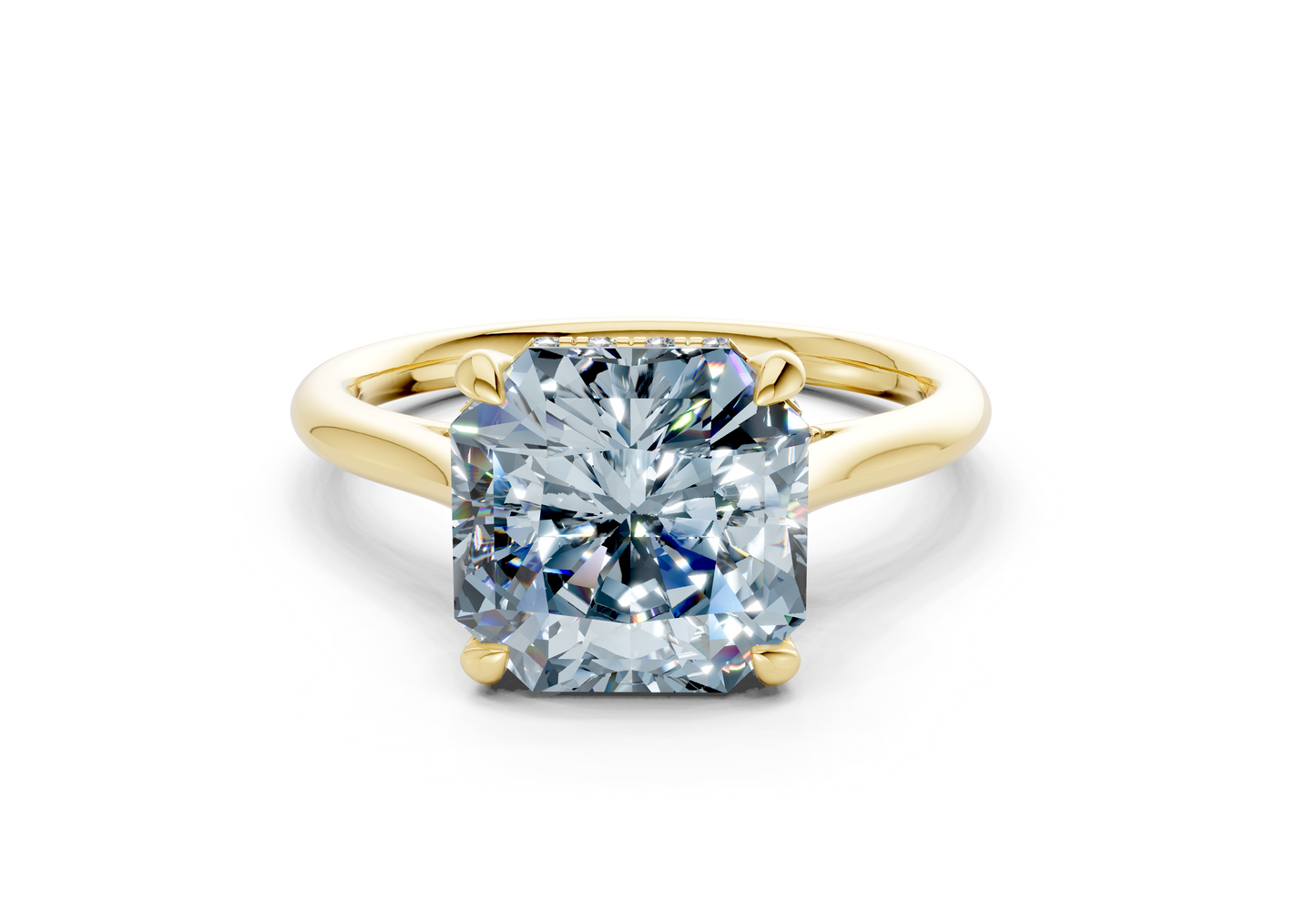 Piper Blue Diamond Solitaire Radiant Squareuare Cut 1.8mm Engagement Ring