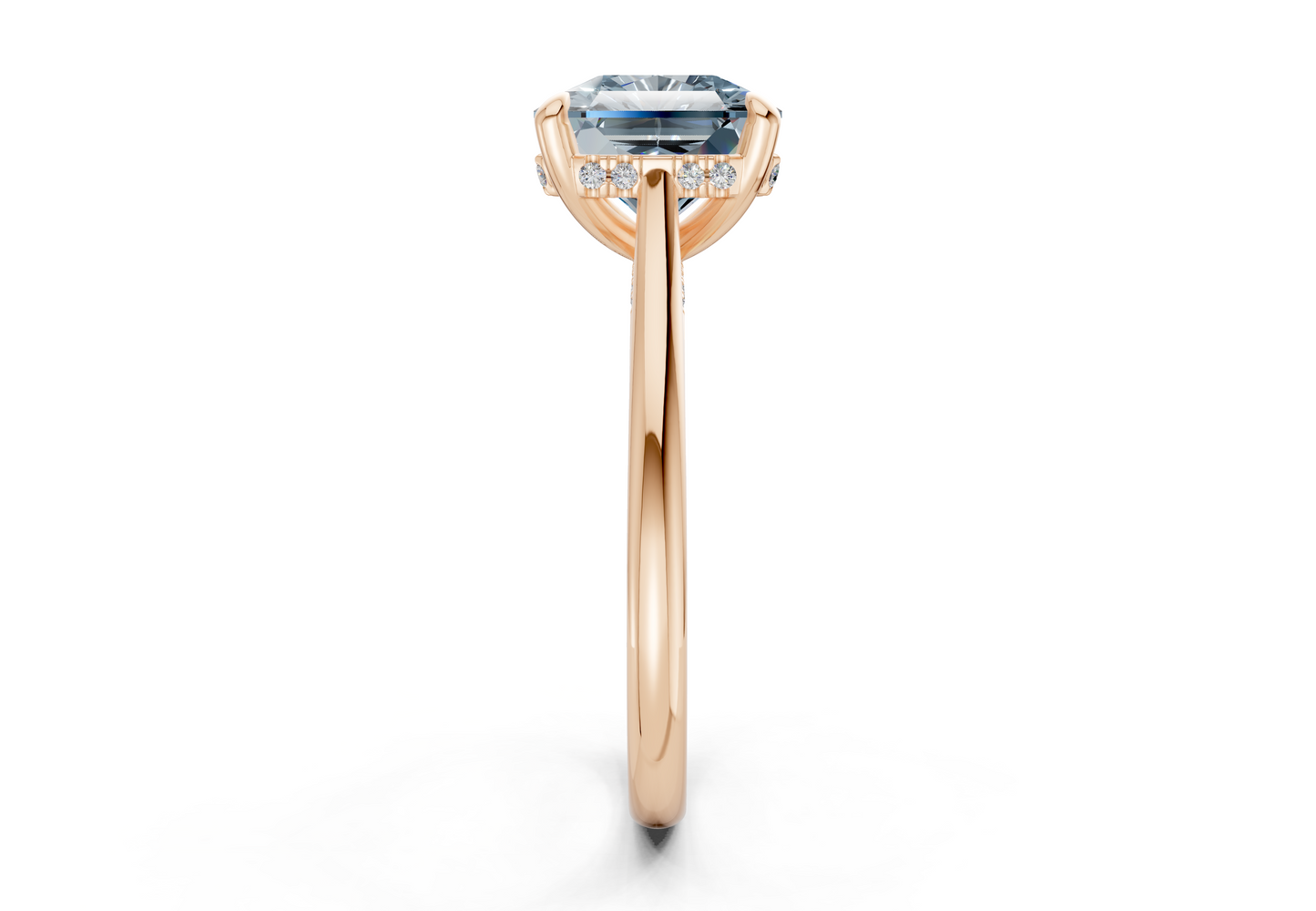 Piper Blue Diamond Solitaire Radiant Squareuare Cut 1.8mm Engagement Ring
