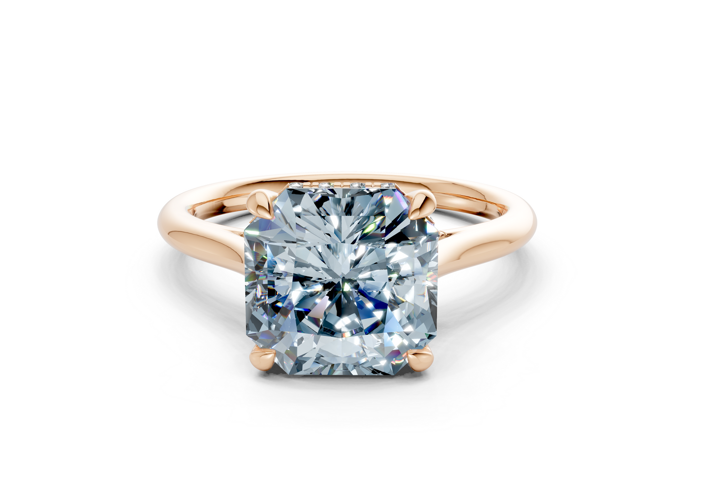 Piper Blue Diamond Solitaire Radiant Squareuare Cut 1.8mm Engagement Ring