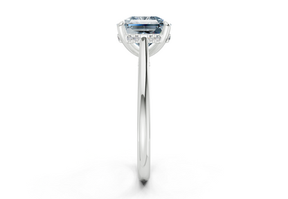 Piper Blue Diamond Solitaire Radiant Squareuare Cut 1.8mm Engagement Ring