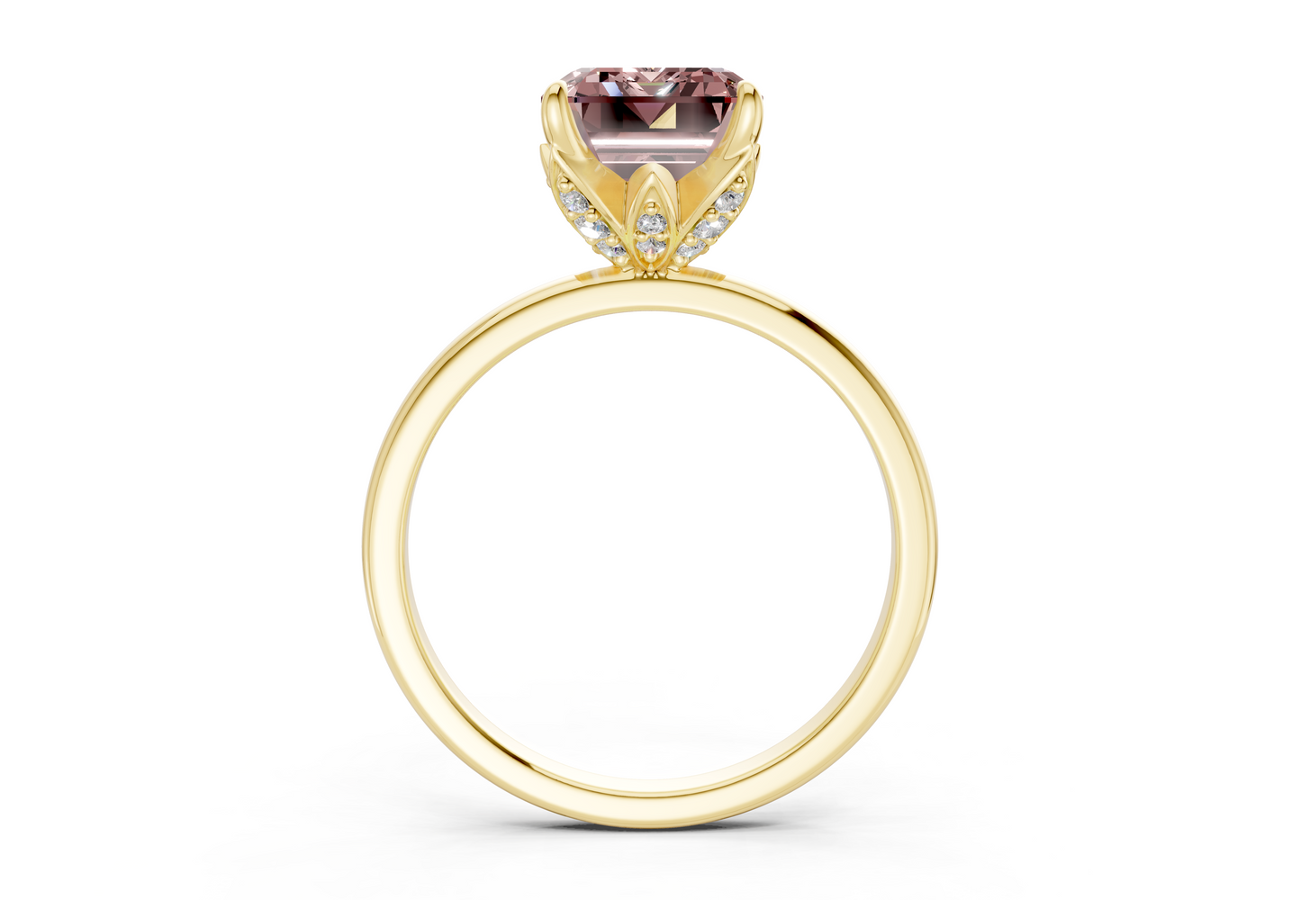 Skye Pink Diamond Solitaire Emerald Cut 1.8mm Engagement Ring