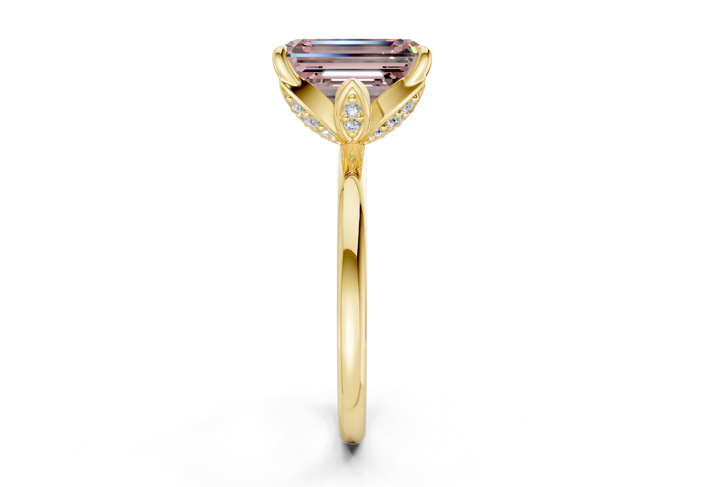Skye Pink Diamond Solitaire Emerald Cut 1.8mm Engagement Ring