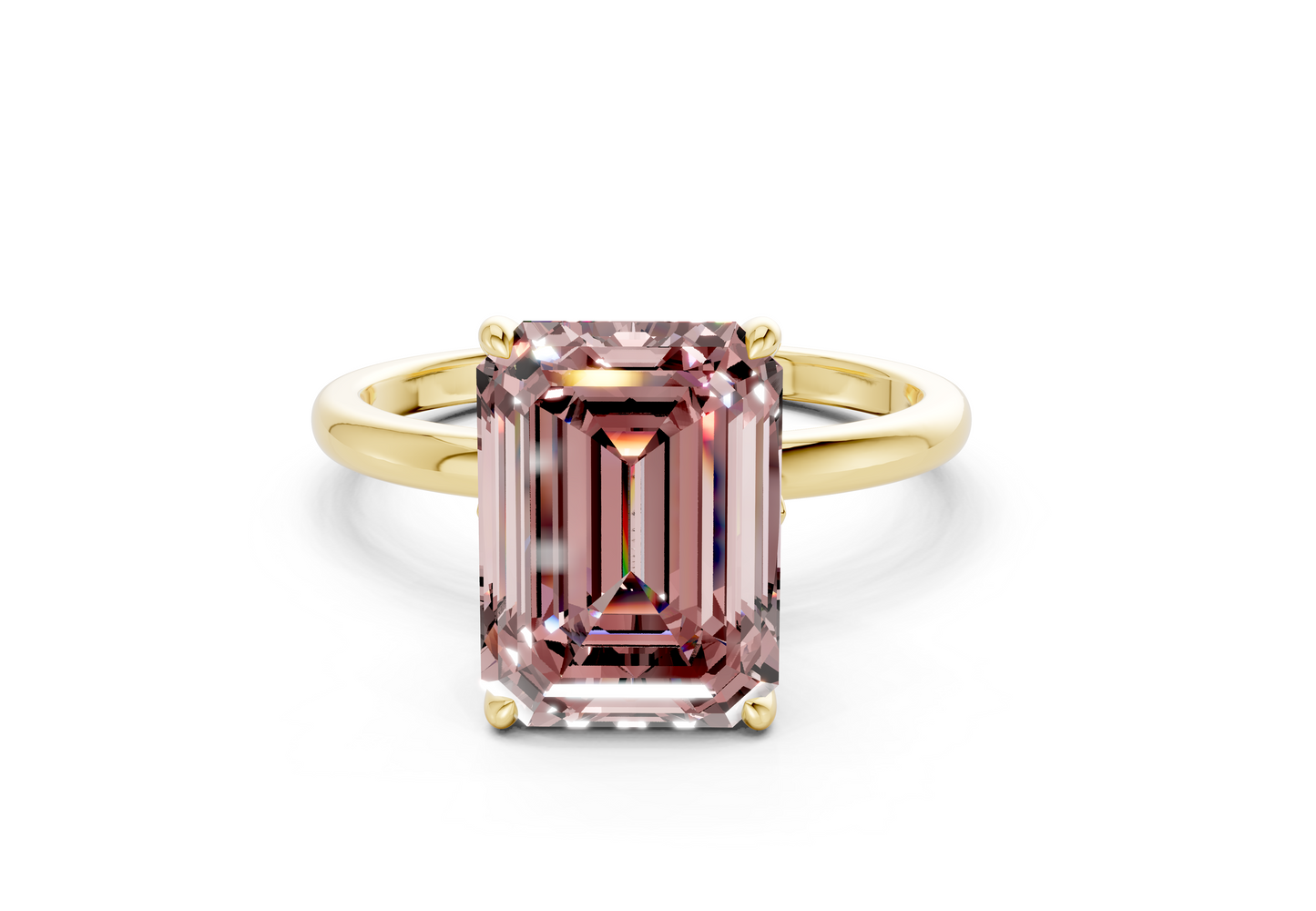 Skye Pink Diamond Solitaire Emerald Cut 1.8mm Engagement Ring