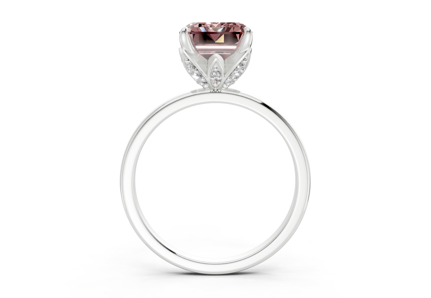 Skye Pink Diamond Solitaire Emerald Cut 1.8mm Engagement Ring