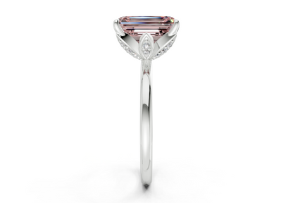 Skye Pink Diamond Solitaire Emerald Cut 1.8mm Engagement Ring