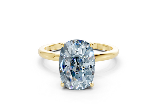 Skye Blue Diamond Solitaire Elongated Cushion Cut 1.8mm Engagement Ring