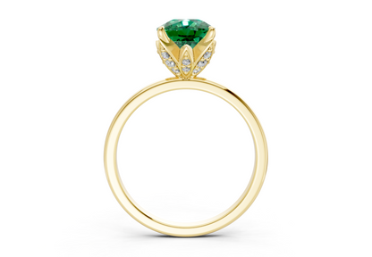 Skye Emerald Gemstone Solitaire Elongated Cushion Cut 1.8mm Engagement Ring