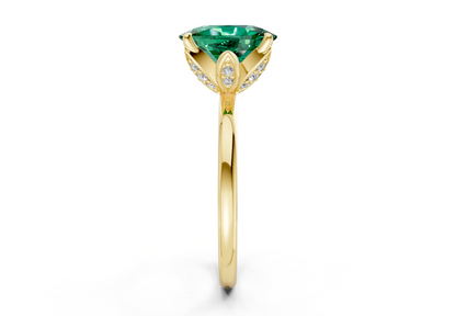 Skye Emerald Gemstone Solitaire Elongated Cushion Cut 1.8mm Engagement Ring