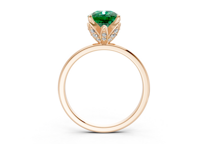 Skye Emerald Gemstone Solitaire Elongated Cushion Cut 1.8mm Engagement Ring