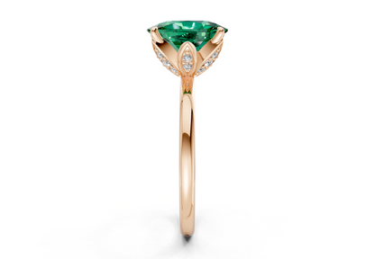 Skye Emerald Gemstone Solitaire Elongated Cushion Cut 1.8mm Engagement Ring