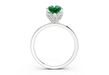 Skye Emerald Gemstone Solitaire Elongated Cushion Cut 1.8mm Engagement Ring