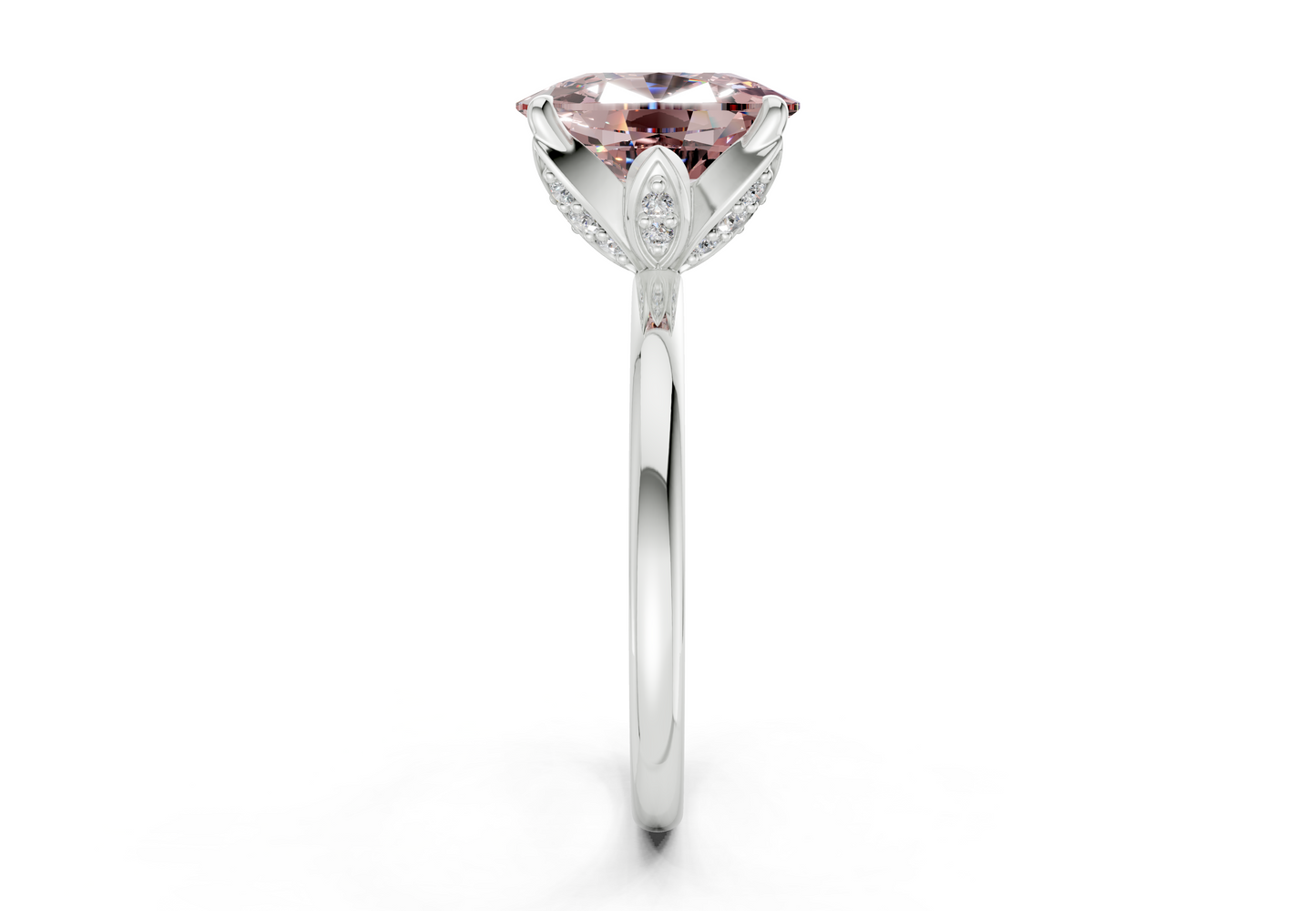 Skye Pink Diamond Solitaire Elongated Cushion Cut 1.8mm Engagement Ring
